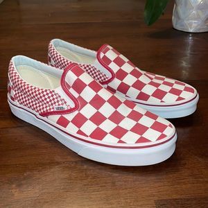 Vans Men’s Slip On Red White Checker Skate Shoes